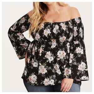Torrid Challis Smocked Off-Shoulder Blouse